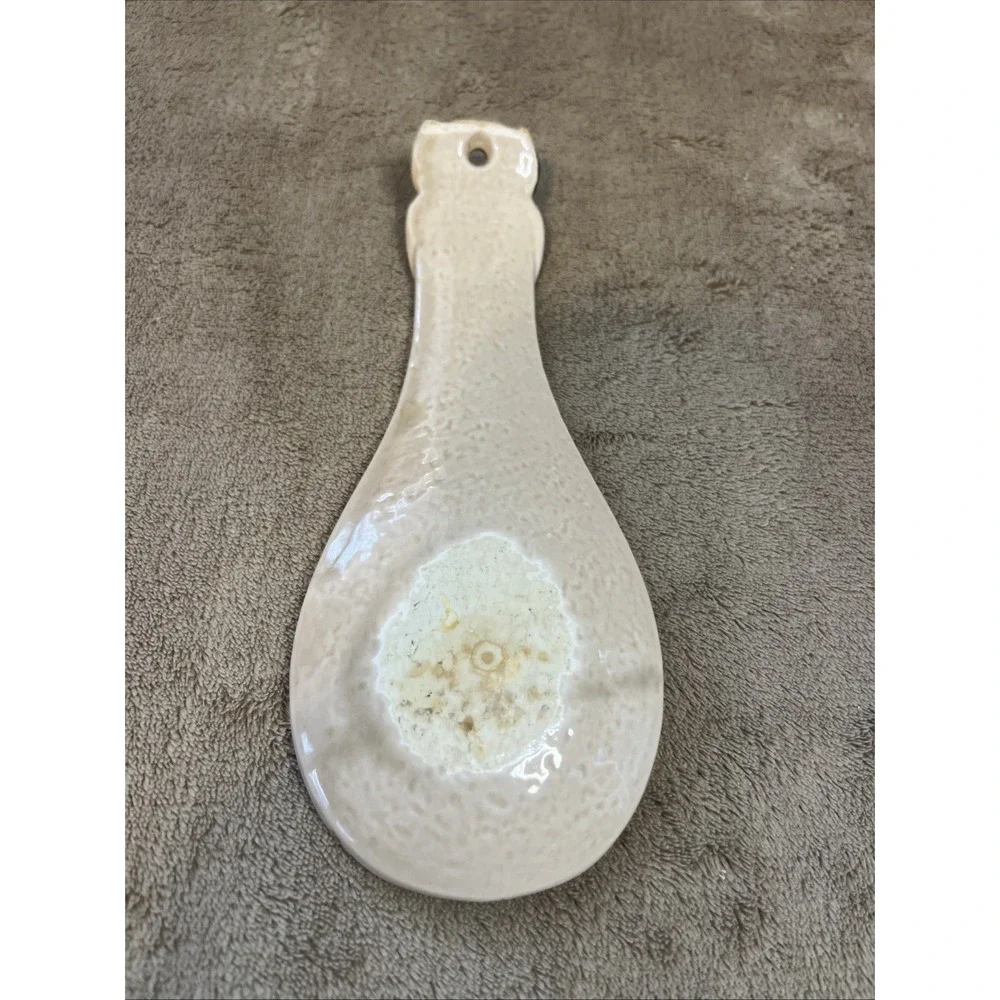 Vintage Owl‎ Ceramic Spoon Rest Otagiri Beige Brown Black Hanging Tabletop